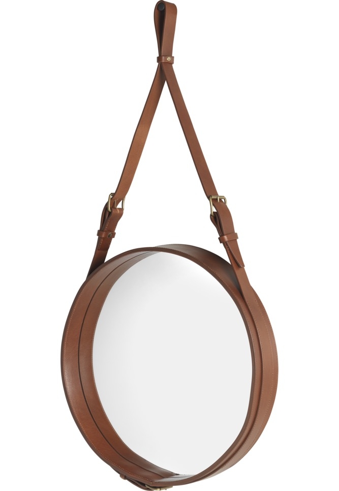 Adnet Mirror - Tan Leather