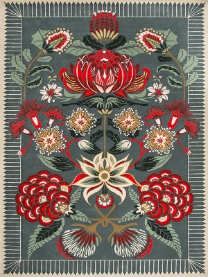 Waratah wonderland, Waratah rug by designer rugs, designer rug new collection 