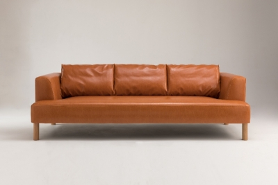 Brydie sofa with solid oak legs designed by Ross Didier, Brydie sofa with timber legs