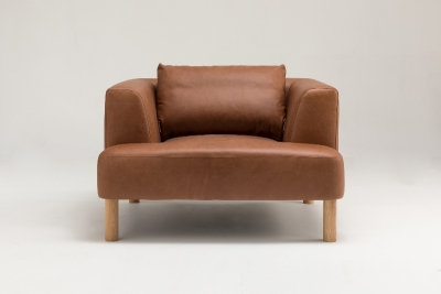Brydie Single with solid oak legs designed by Ross Didier, Brydie sofa with timber legs