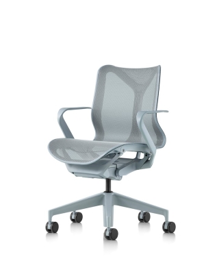 Cosm Low Back Chair, Glacier with Fixed Arms
